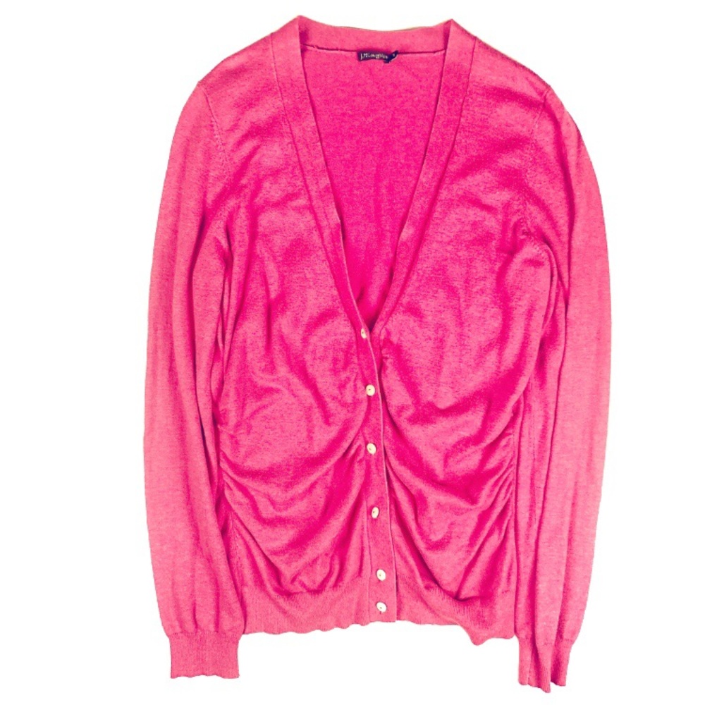 J. McLaughlin Pink Cardigan Sweater with Ruching Size Small